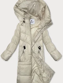 Dámska zimná bunda v ecru farbe s kapucňou Glakate (LU-24246#)