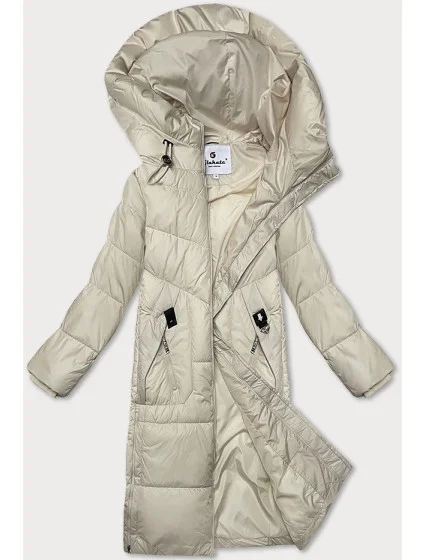 Dámska zimná bunda v ecru farbe s kapucňou Glakate (LU-24246#) Dámska zimná bunda v ecru farbe s kapucňou Glakate (LU-24246#)