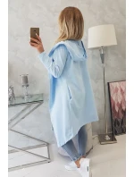 Dlhý kabát s kapucňou modrý Dlhý kabát s kapucňou modrý