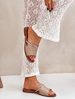 Skórzane Klapki Lewski Shoes 3047 Ciemnobeżowe