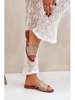 Kožené Pantofle Tmavě Béžové Lewski Shoes model 21682423 - Boto