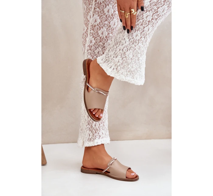 Kožené Pantofle Tmavě Béžové Lewski Shoes model 21682423 - Boto Kožené Pantofle Tmavě Béžové Lewski Shoes model 21682423 - Boto