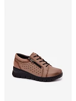 Dámske kožené topánky na platforme Vinceza 39977 Beige