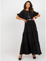 Čierna letná sukňa s volánom a elastickým pásom