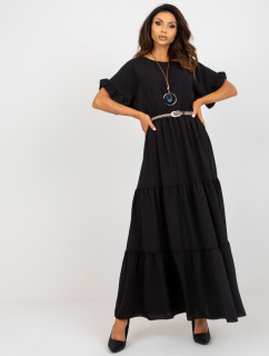 Čierna letná sukňa s volánom a elastickým pásom