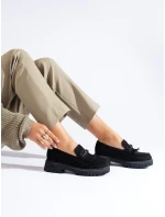 Pohodlné mokasíny dámske čierne bez podpätku Pohodlné mokasíny dámske čierne bez podpätku
