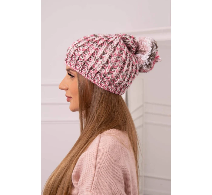 Dámska čiapka s brmbolcom Maria K335 púdrovo ružová