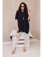 Oversized halenka s přívěskem námořnická modř