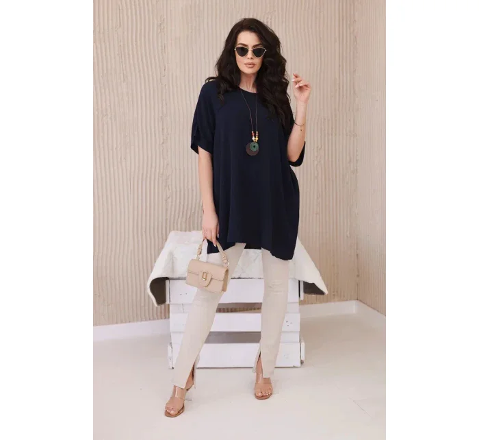 Oversized halenka s přívěskem námořnická modř