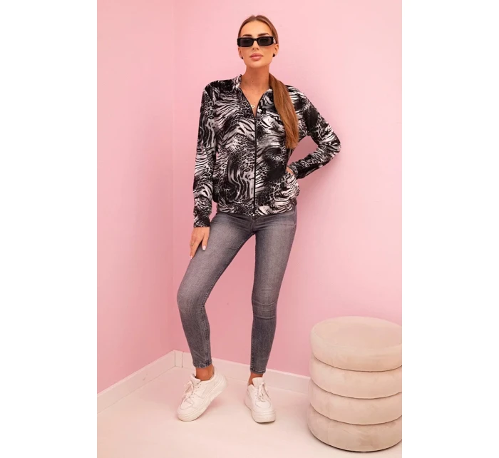 Dámska mikina na zips so zvieracou potlačou sivá Dámska mikina na zips so zvieracou potlačou sivá