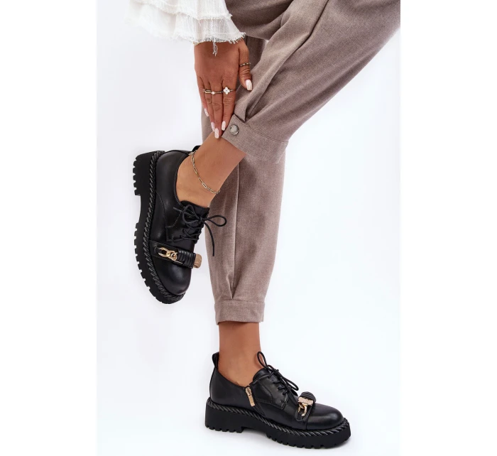 Damskie Skórzane Półbuty D&A MR870-80 Czarne