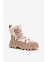 Botki Z Futerkiem Typu Baranek Beżowe Merilana Botki Z Futerkiem Typu Baranek Beżowe Merilana