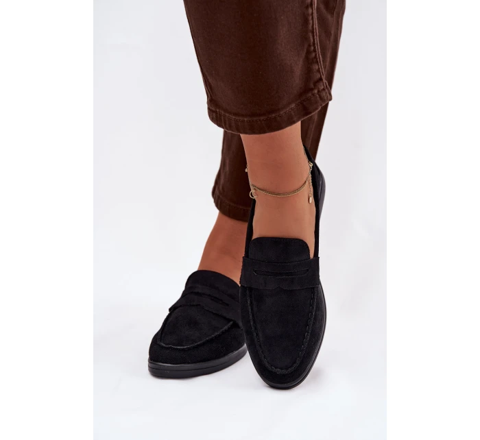 Dámské mokasiny z eko semiše černé model 21900403 - Boto