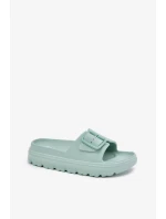 Dámske penové papuče s platformou a prackou - zelené