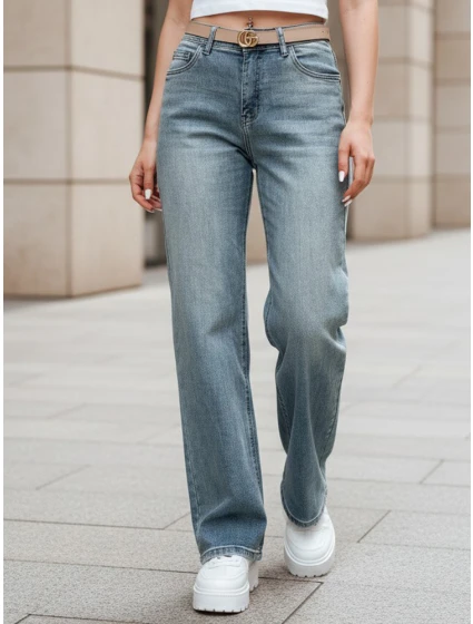 Dámské džínové kalhoty se širokými nohavicemi blue Dstreet model 21987979 - FashionStreet