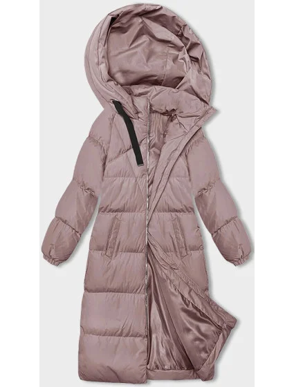 Dlouhá růžová hrubší dámská bunda s kapucí model 21246182 - J.STYLE Dlouhá růžová hrubší dámská bunda s kapucí model 21246182 - J.STYLE