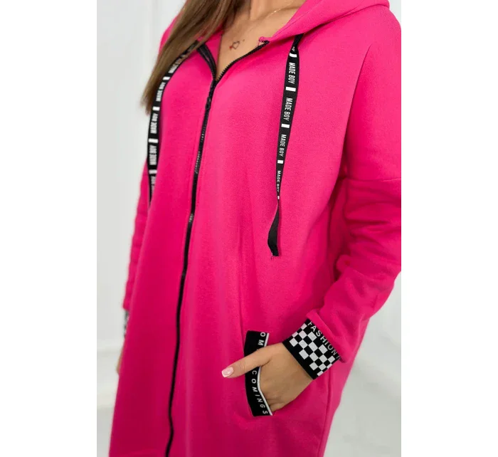 Mikina s kapucí na zip fuchsie