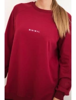 Dámská souprava bavlněná mikina a legíny s nápisem Minimal bordový