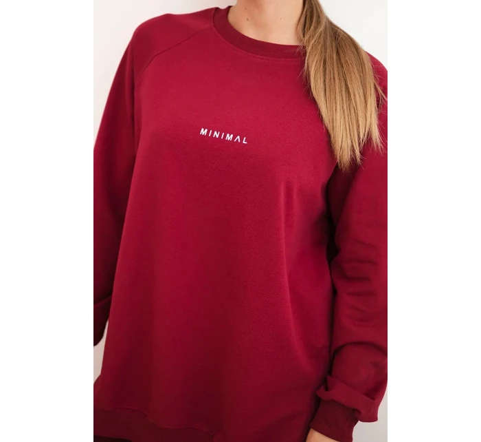 Dámská souprava bavlněná mikina a legíny s nápisem Minimal bordový