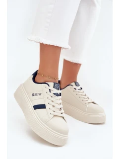 Sneakersy Damskie Na Platformie Big Star SS274347 Jasnobeżowe