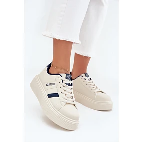 Sneakersy Damskie Na Platformie Big Star SS274347 Jasnobeżowe Sneakersy Damskie Na Platformie Big Star SS274347 Jasnobeżowe