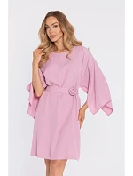 M908 Šaty s ozdobnými širokými rukávmi - púdrové