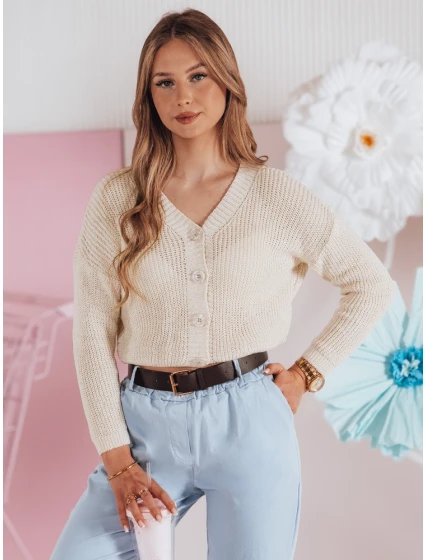 Dámský žebrovaný svetr oversize ecru Dstreet model 21986099 - FashionStreet