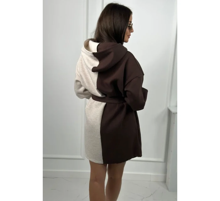 Izolovaná model 18856960 mikina hnědá + béžová melanž - K-Fashion