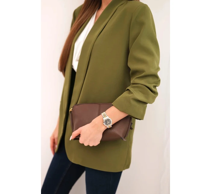 Sako s klopami elegantní olivově zelené