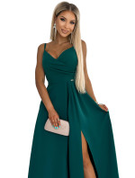 Elegantné maxi šaty bez ramienok Numoco CHIARA - zelené