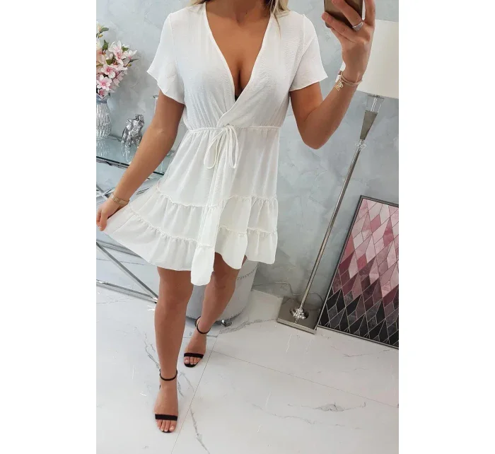 Šaty s obálkovým výstrihom ecru Šaty s obálkovým výstrihom ecru