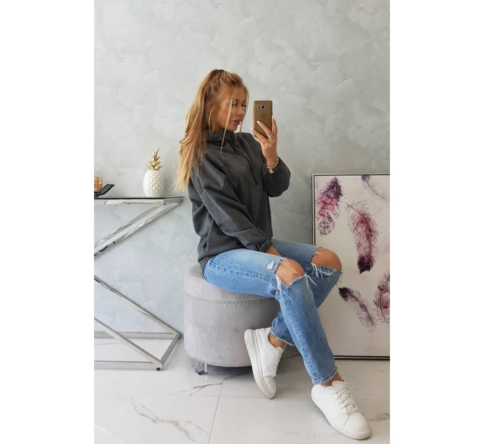 Mikina s kapucí v grafitové barvě