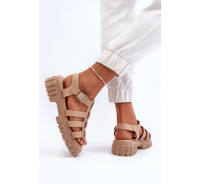 Sandały Rzymianki Damskie Beżowe Rosarose