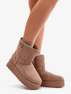 Dámske snehulky na vysokej platforme Big Star OO274A097 Beige