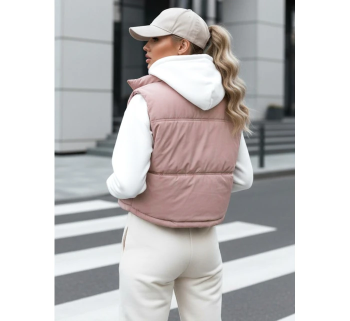 Dámska prešívaná ružová vesta FashionStreet TY5199