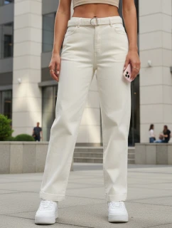 Jeansy damskie z  regular fit z paskiem  model 22038506 - FashionStreet