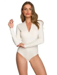 model 18004552 Body s výstřihem do V ecru - STYLOVE
