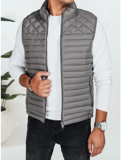 Pánska prešívaná tmavosivá vesta FashionStreet TX5079