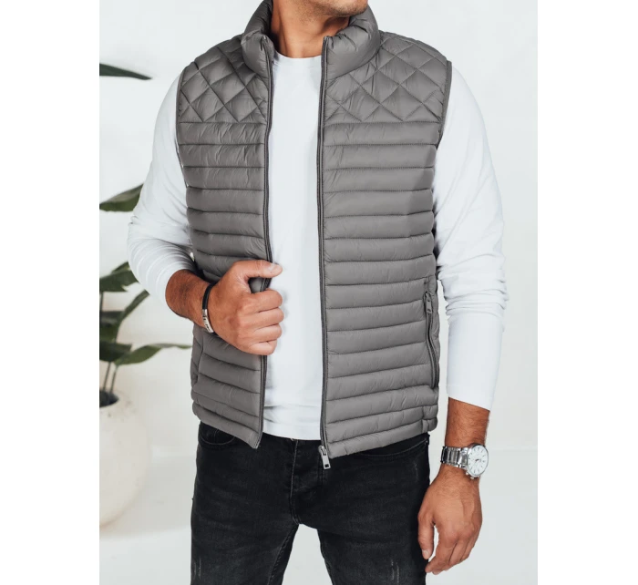 Pánska prešívaná tmavosivá vesta FashionStreet TX5079