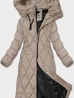 Dámska dlhá zimná bunda s kapucňou Libland beige (7832)