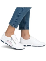 Dámské bílé kožené polobotky na zip model 21948512 - Rieker