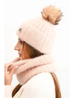 Dámská čepice s kapucí a pleteným vzorem bílá