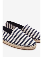Męskie Espadryle Z Materiałowe W Paski Granatowe Kerenz