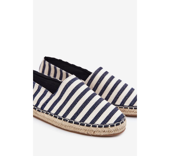 Męskie Espadryle Z Materiałowe W Paski Granatowe Kerenz