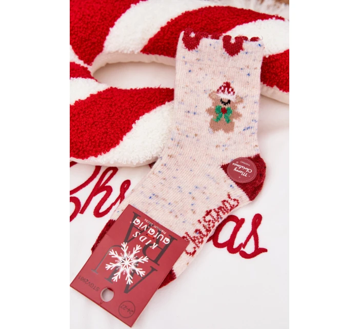 Dětské vánoční ponožky S Medvídkem A  Béžové model 21786792 - Aura.via