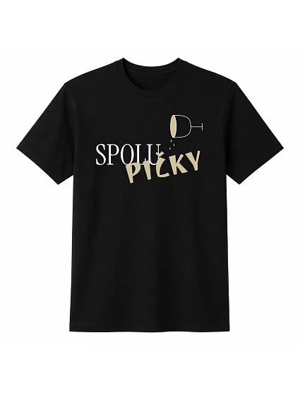 Dámske bavlnené tričko s potlačou - SPOLUPIČKY - čierna
