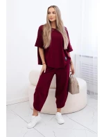 Bavlněný komplet halenka a kalhoty model 21770358 bordó - Kesi Bavlněný komplet halenka a kalhoty model 21770358 bordó - Kesi