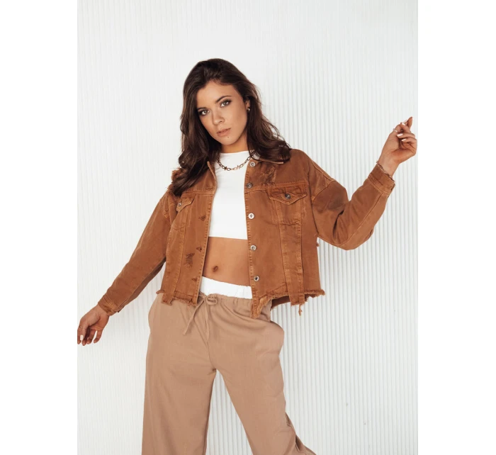 Dámská oversize džínová bunda camel model 21972719 - Dstreet Dámská oversize džínová bunda camel model 21972719 - Dstreet