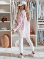 Dámske nadrozmerné tričko s predĺženým zadným dielom SAMONE v ružovo-bielych pruhoch FashionStreet DY0462 Dámske nadrozmerné tričko s predĺženým zadným dielom SAMONE v ružovo-bielych pruhoch FashionStreet DY0462