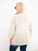 Dámský svetr Plus Size s kapsami bez zapínání béžový Dámský svetr Plus Size s kapsami bez zapínání béžový